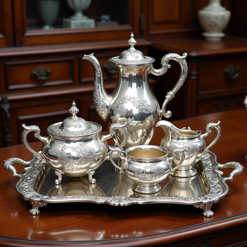 Exquisite Art Nouveau Silver Tea Set