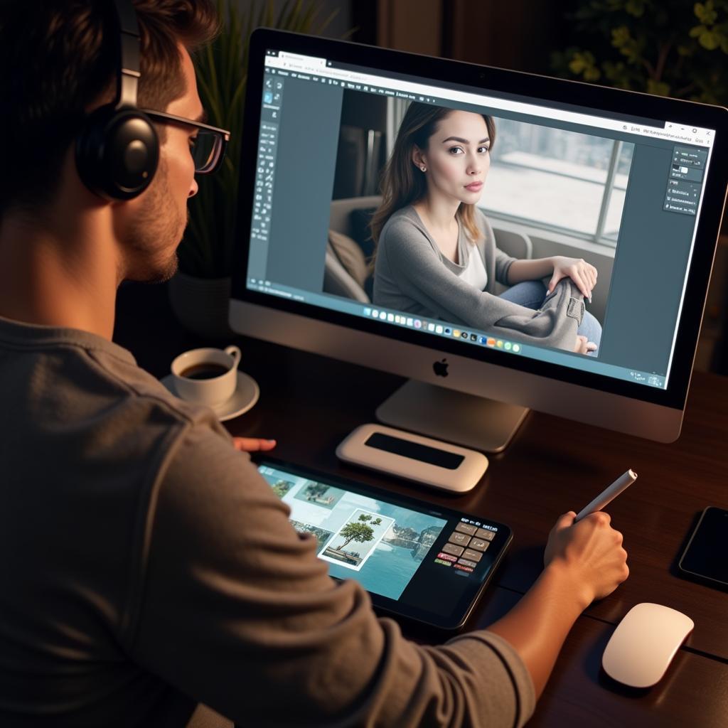 Artist Editing Photos on a Computer