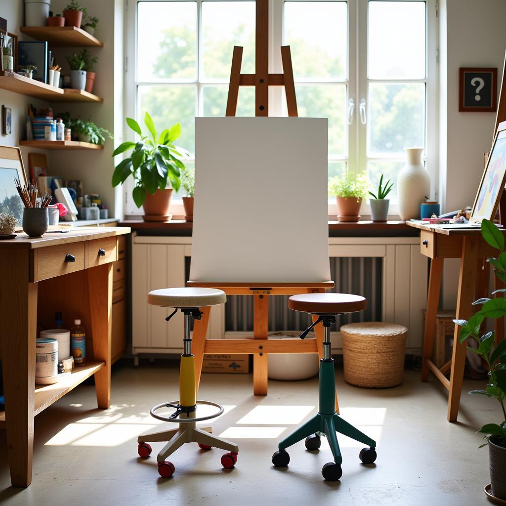 Art Room Stools in Artist Studio