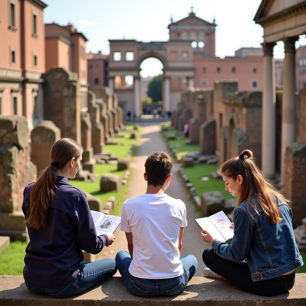 Art students sketching at the Roman Forum