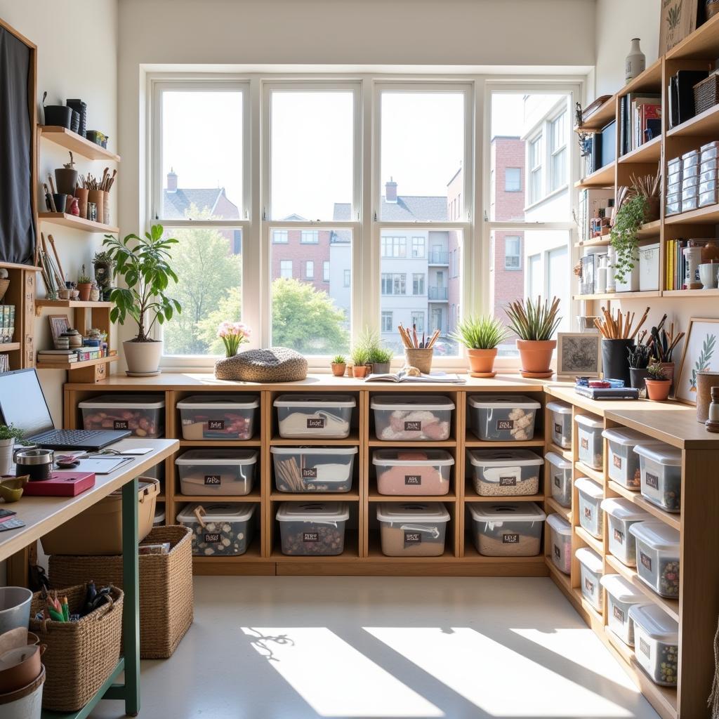 Organized Art Studio with Storage Solutions