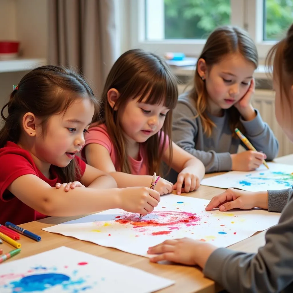 Kids expressing emotions through art therapy