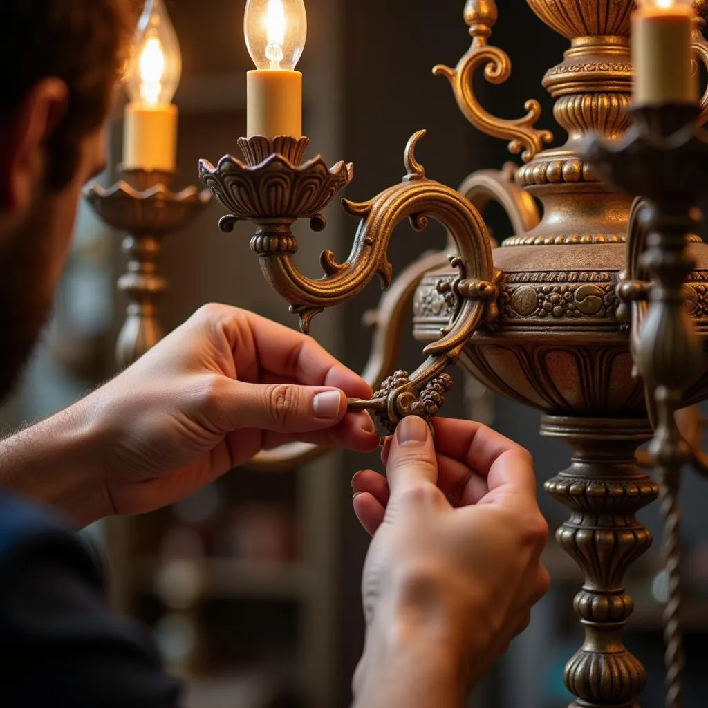 Artisan Working on Chandelier Detail