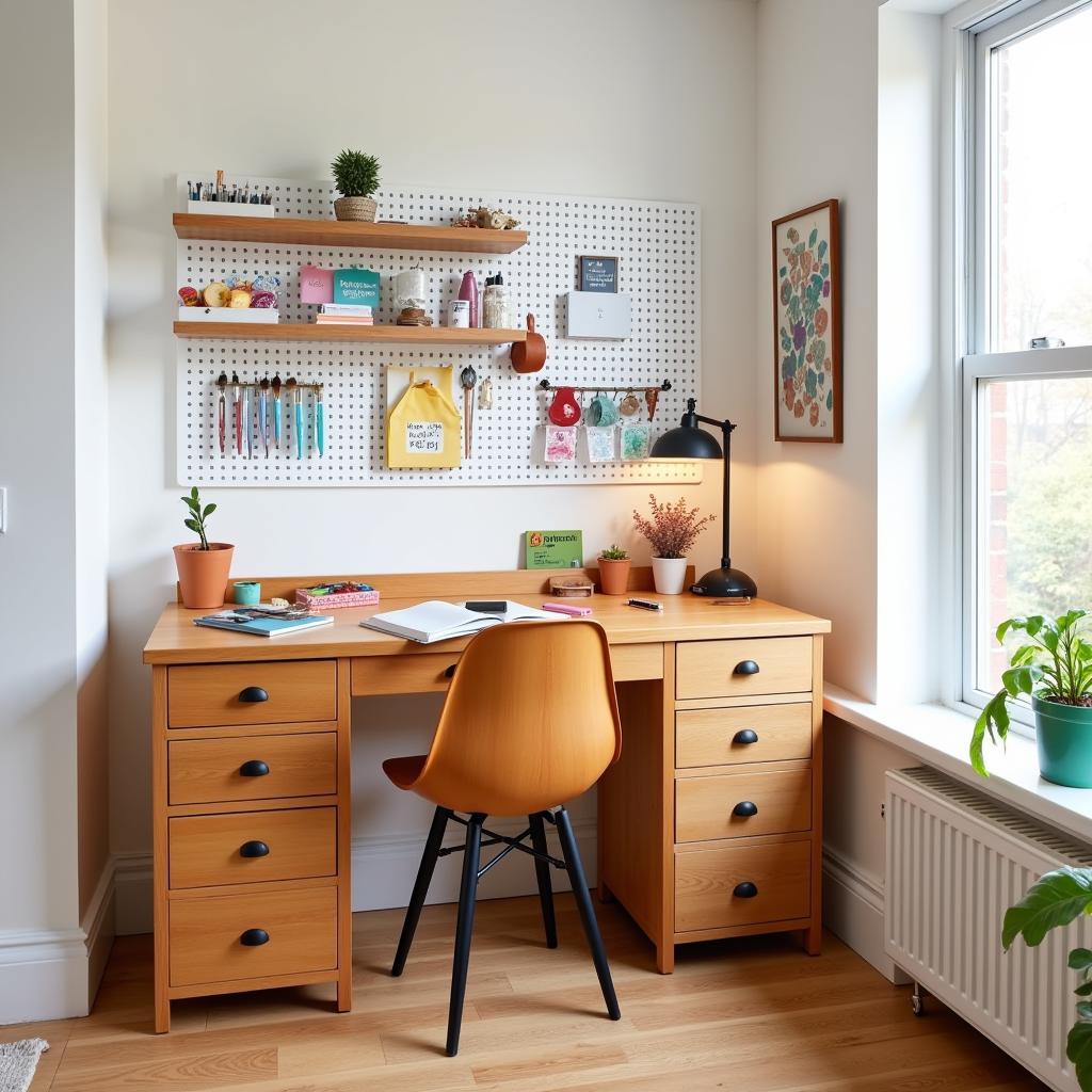 A cozy arts and crafts corner bathed in natural light