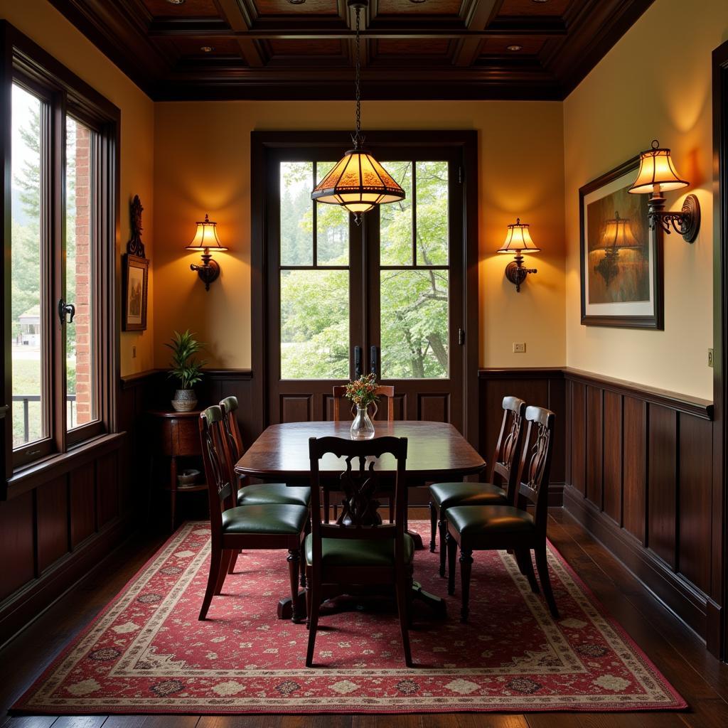 Pair of Arts and Crafts sconces in a dining room