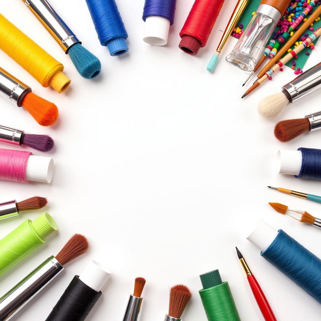 An array of colorful arts and crafts supplies meticulously arranged on a table