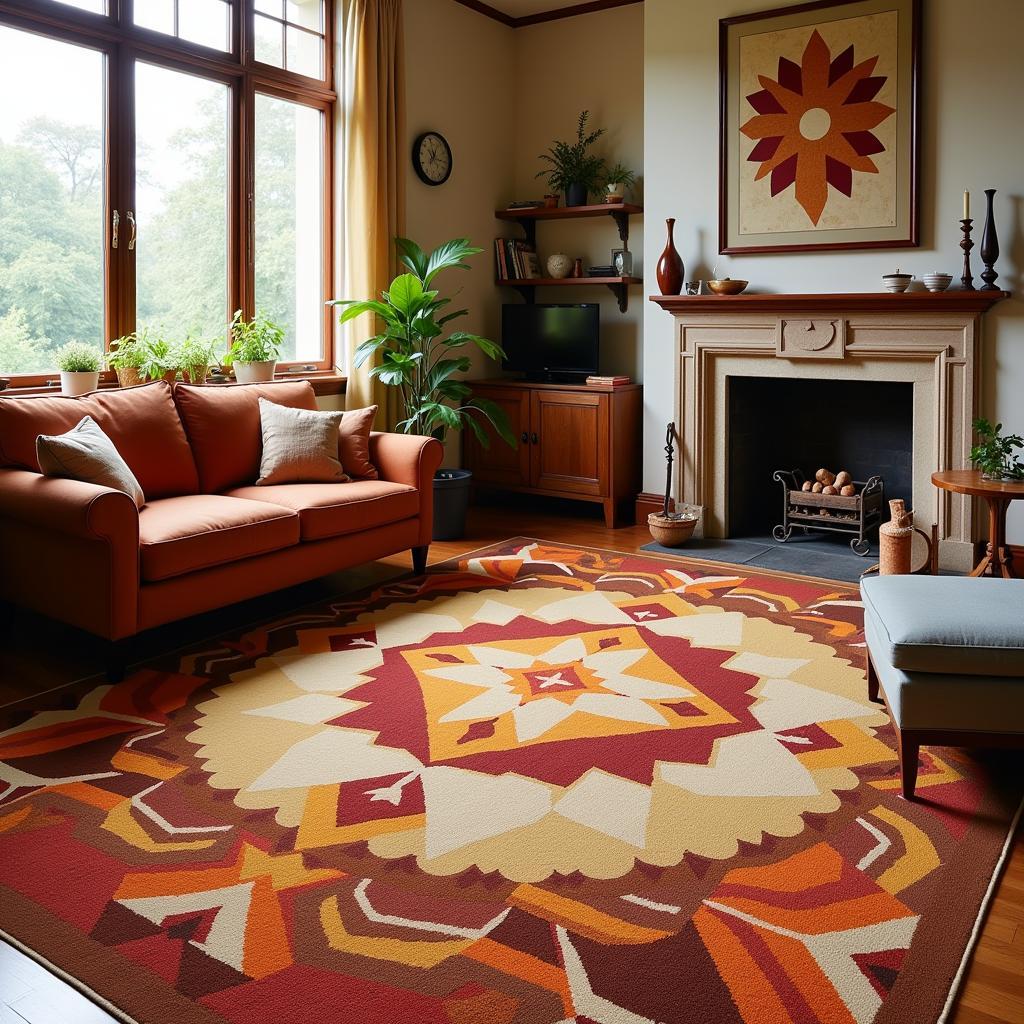 Arts and Crafts Rug in a Living Room Setting