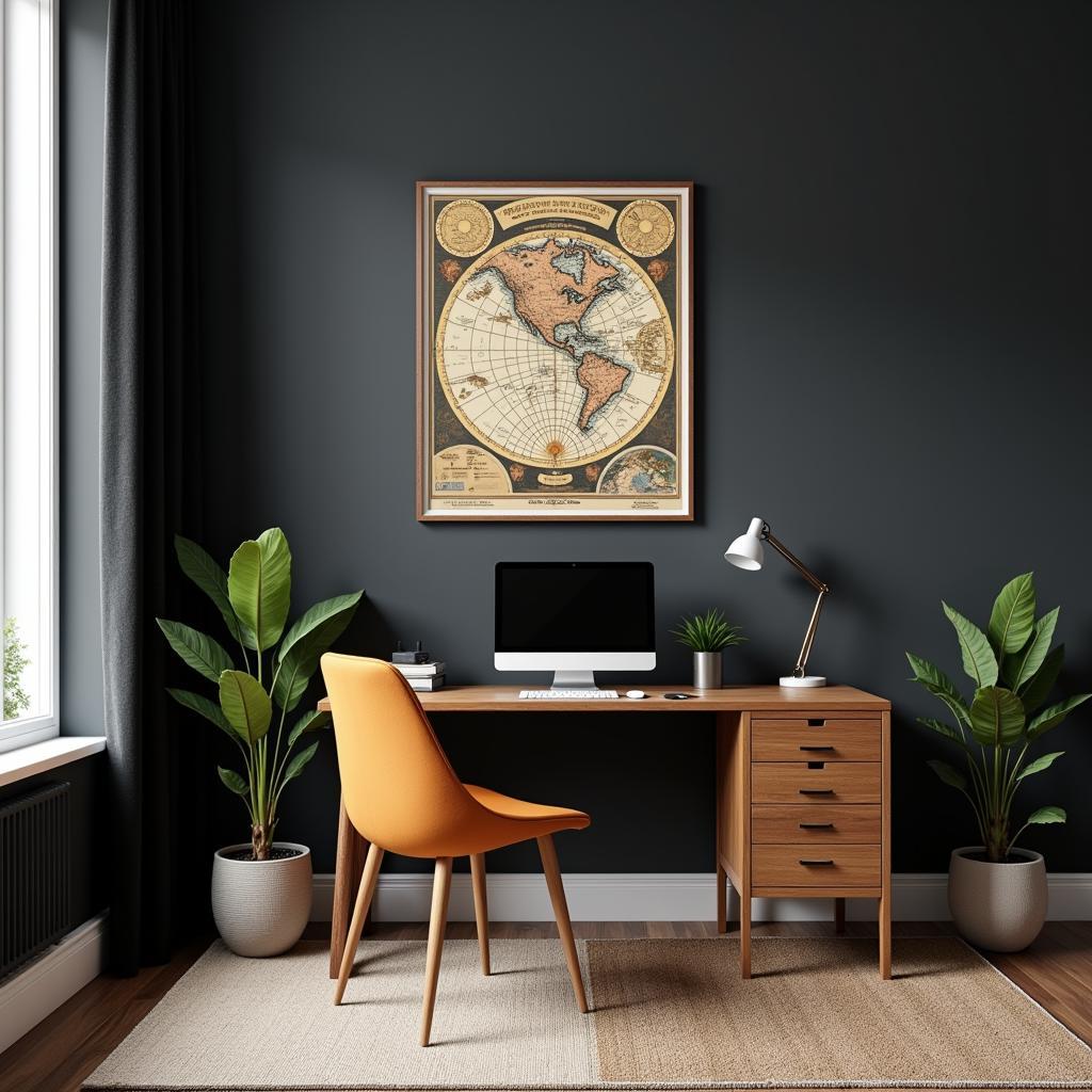 Astrology wall art in a home office setting