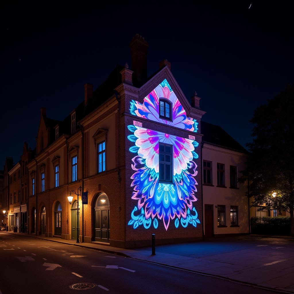 Digital Art Projection on Building Facade