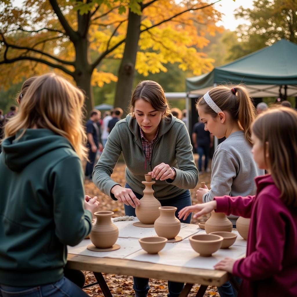 A pottery workshop at an autumn festival