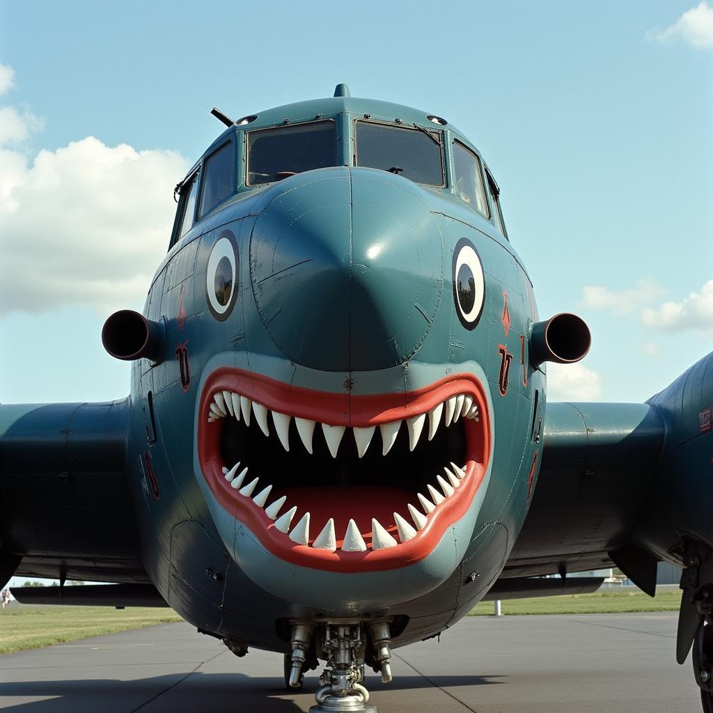 B-25 Bomber Nose Art Featuring a Fierce Animal