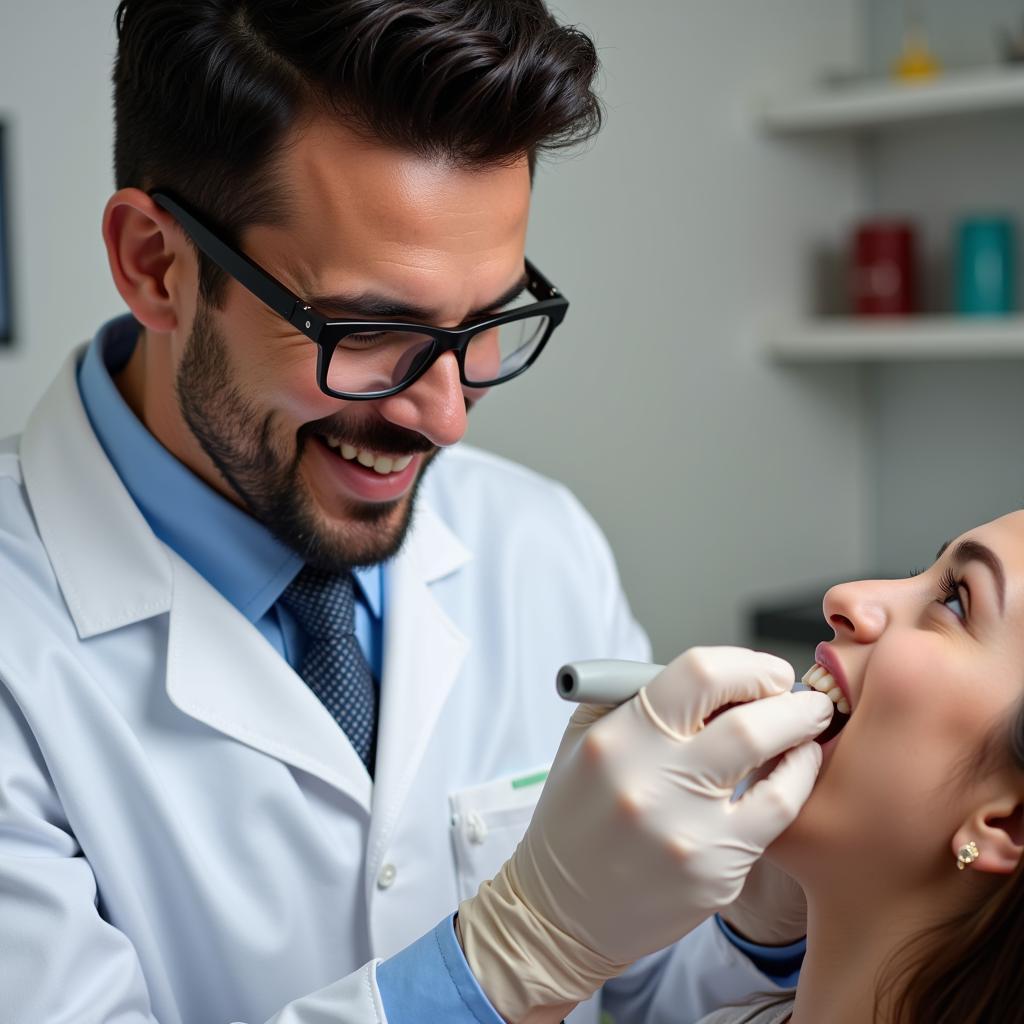 Dentist in Nogales, Sonora Examining a Patient