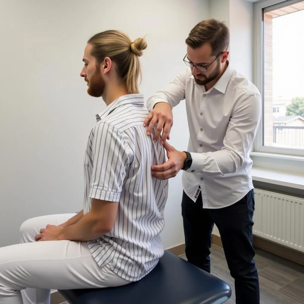 Chiropractor examining a patient