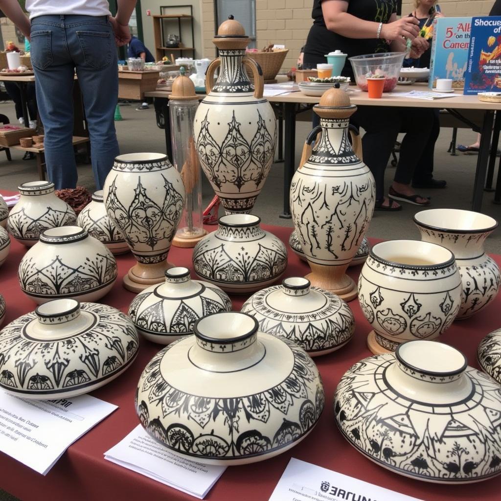 Unique pottery designs inspired by hot air balloons at the Balloon Fiesta Arts and Crafts Show