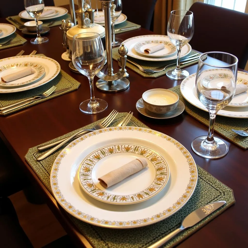 Dining Table Setting with Art Deco Placemats