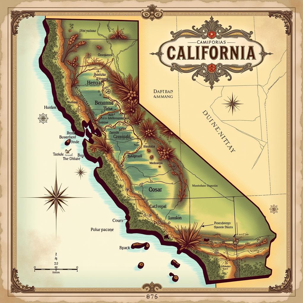 Bản đồ California phong cách cổ điển