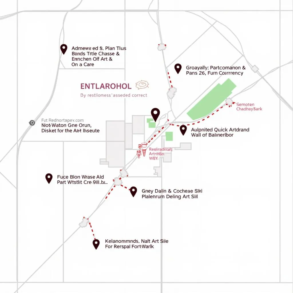 Map highlighting Redmond Art Walk locations