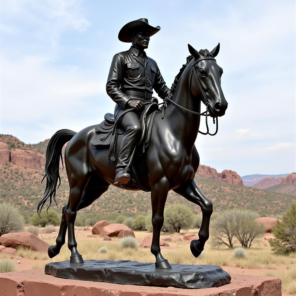 Bronze sculpture of Bass Reeves on horseback