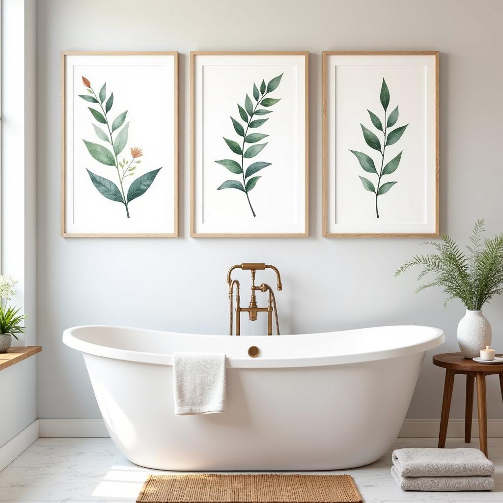 Botanical Prints in Bathroom Setting