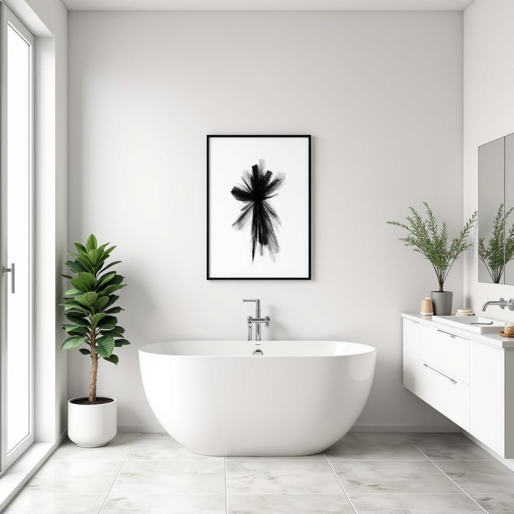 Minimalist Bathroom Design with Printable Art