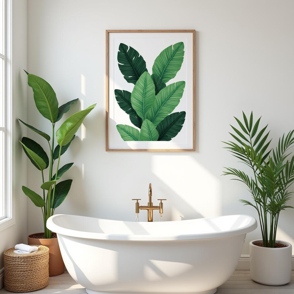 Bathroom Wall Art Set with Botanical Prints