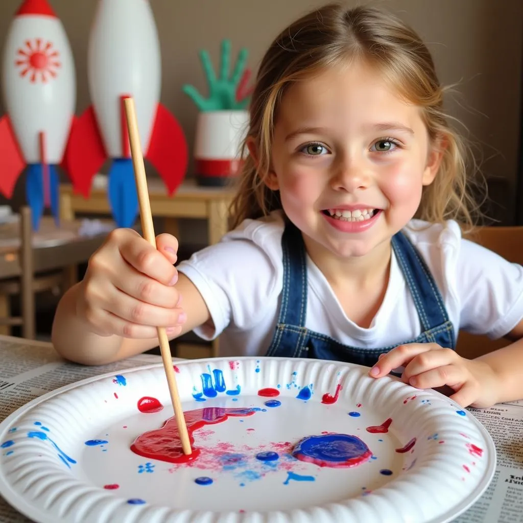 girl painting for independence day