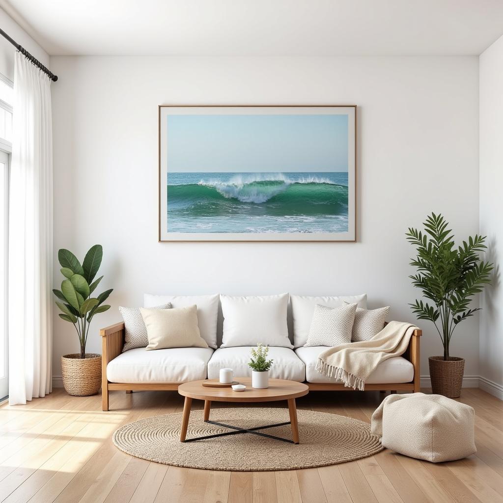 Beach House Living Room with Coastal Art