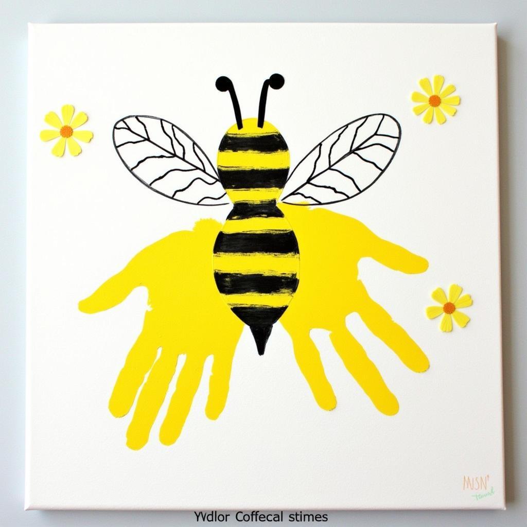 Creative bee handprint art on canvas for home decor