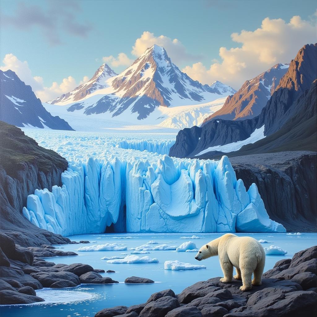 Melting glaciers depicted in Before the Flood art