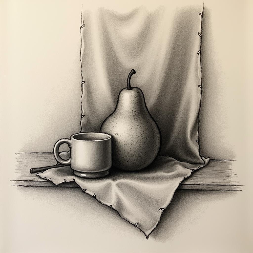 Charcoal sketch of a still life