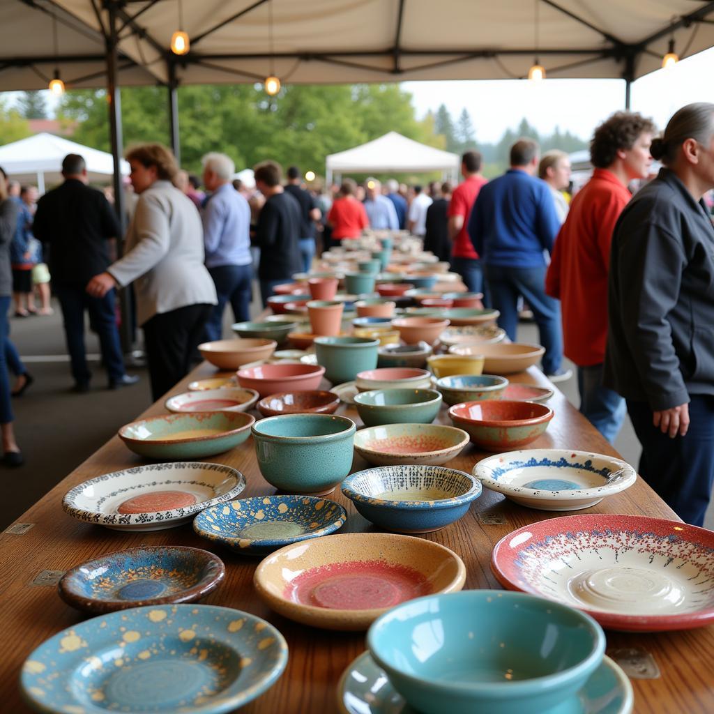 Vibrant Pottery Display at Bellevue Arts and Crafts Fair