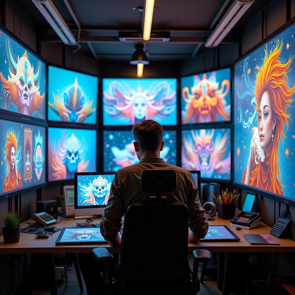 Benjamin Reichwald in his digital art studio