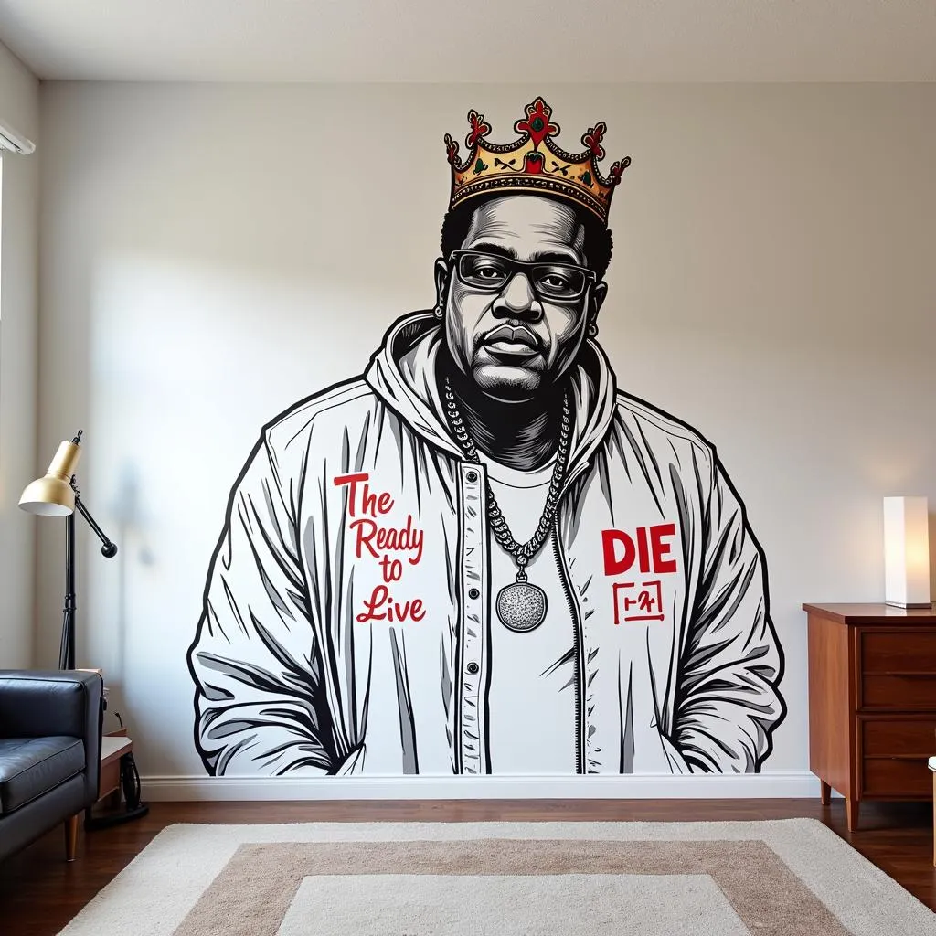 Biggie Smalls line art mural