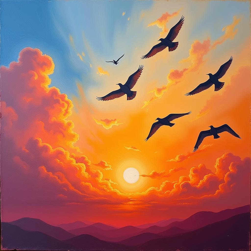 Birds in Flight Painting