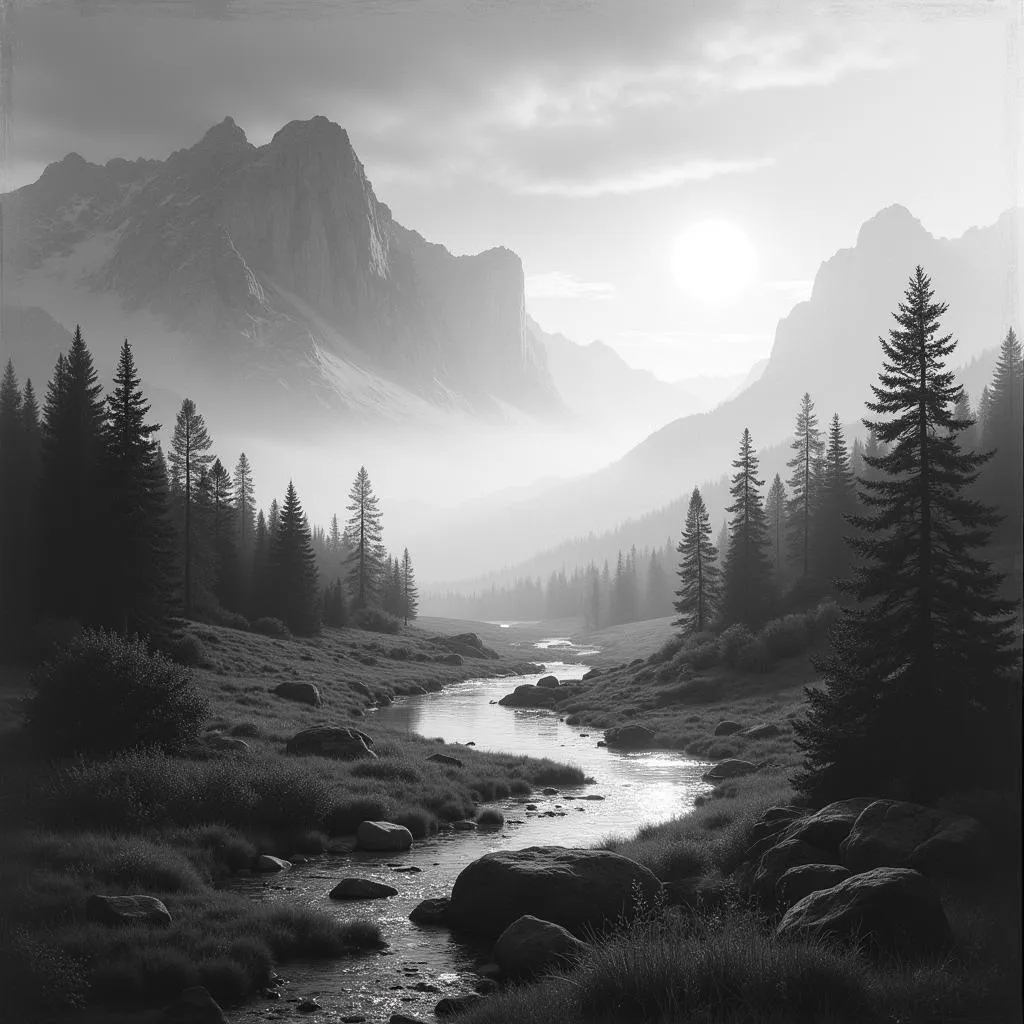 Black and Gray Landscape: A Monochromatic Journey