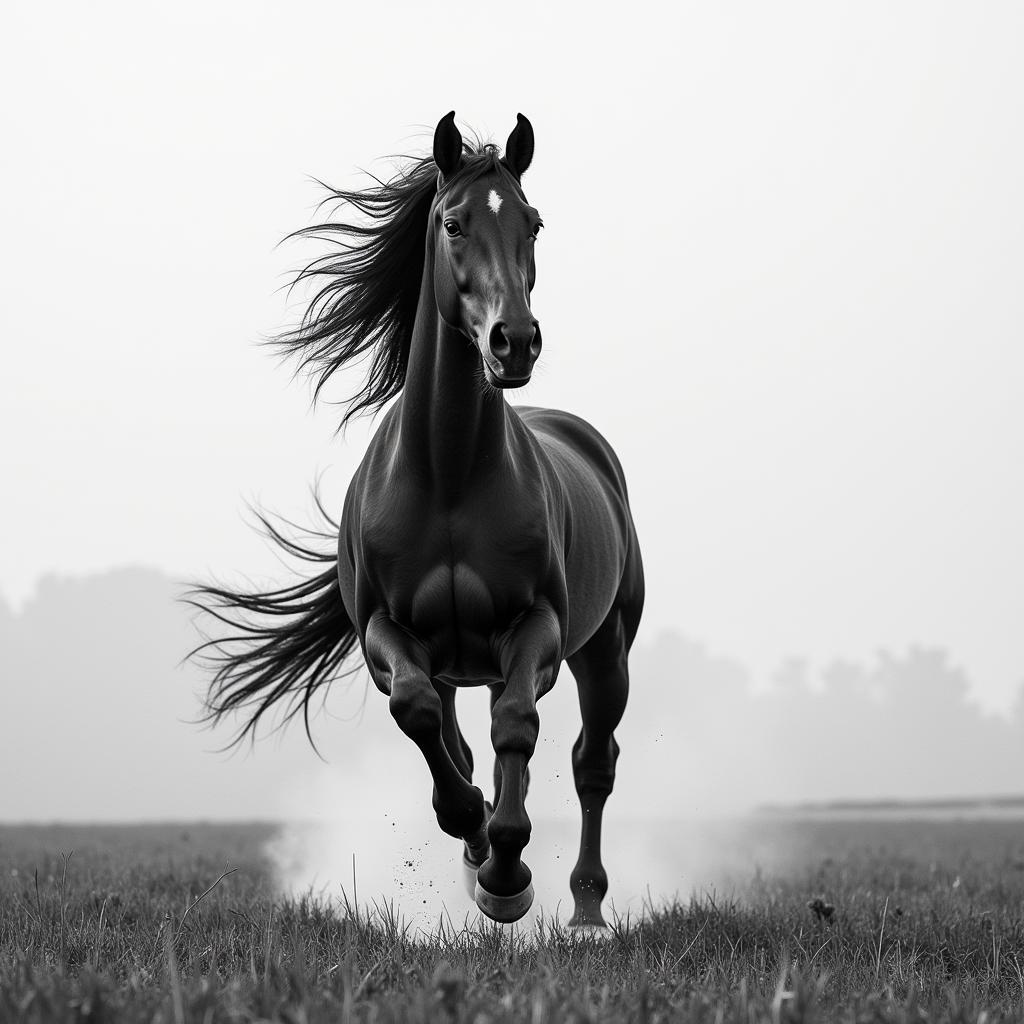 Black and White Horse Canvas Print