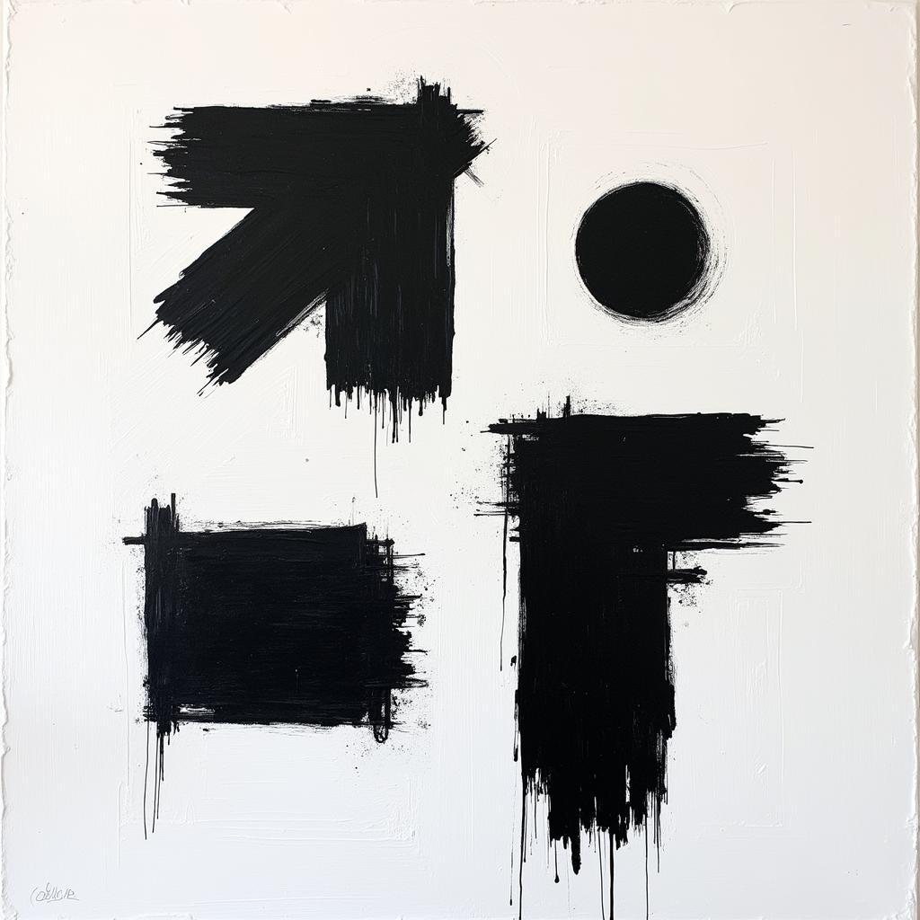 Black and White Minimalist Abstract Painting