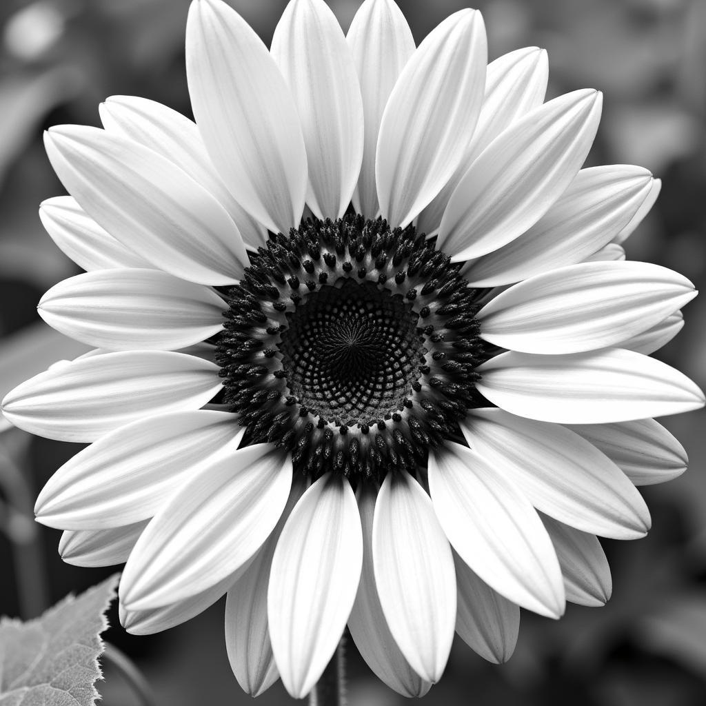 Black and white sunflower canvas wall art