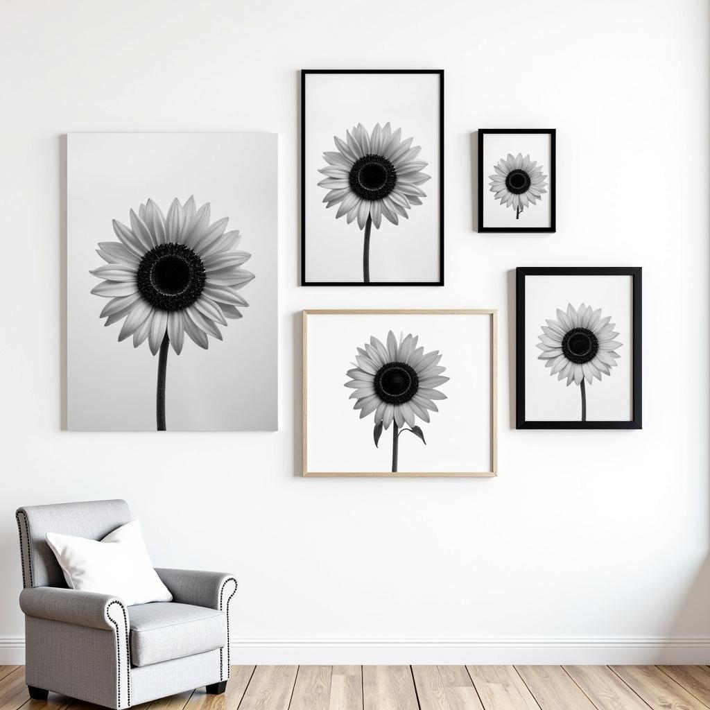  Black and white sunflower gallery wall ideas.