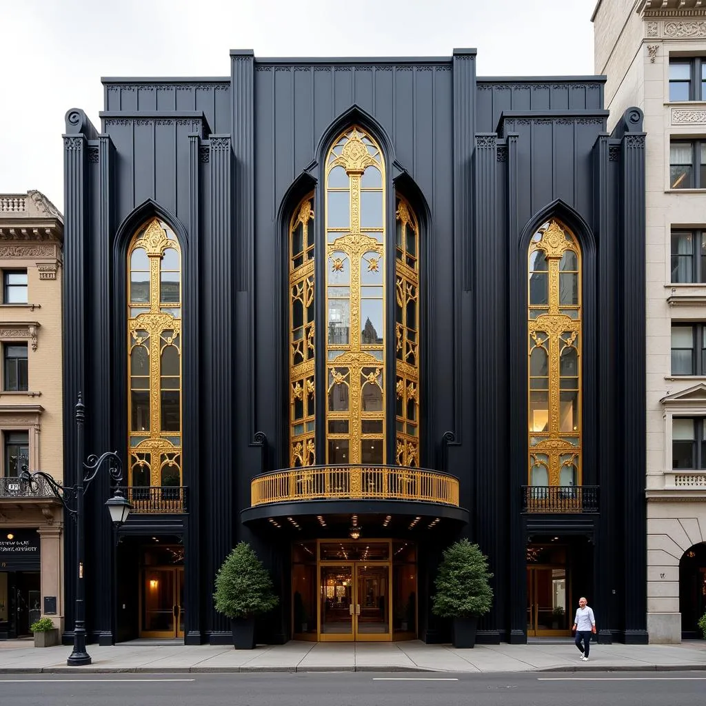 Black Gold Art Deco Building