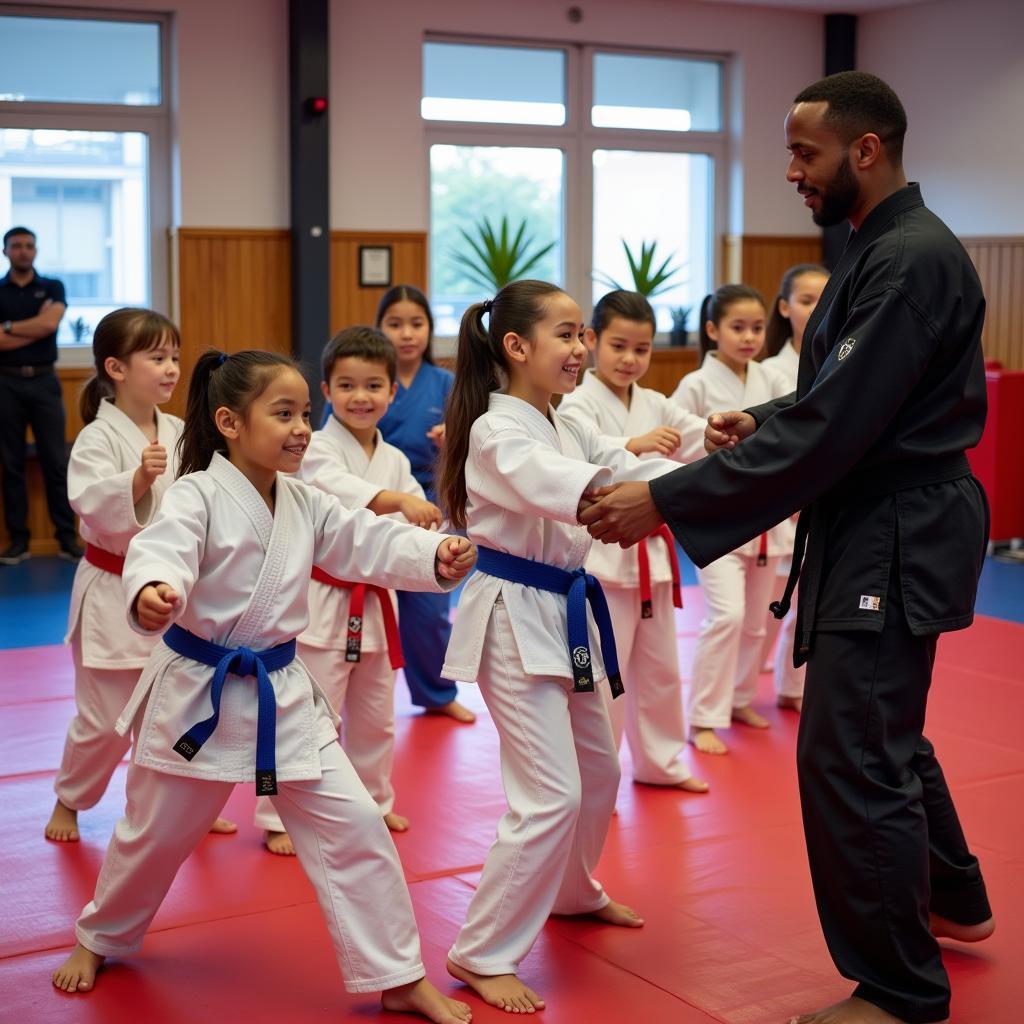 Students practicing martial arts in a black-owned studio