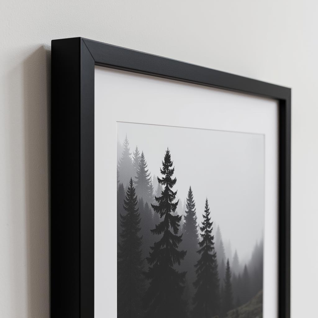 Black and white photography prints of a forest