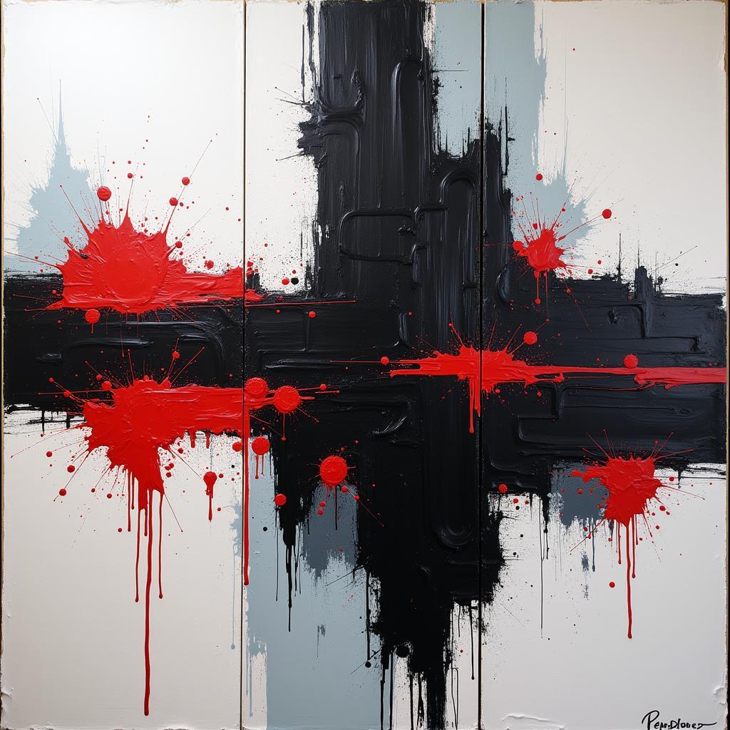 Abstract Art in Black, White, and Red