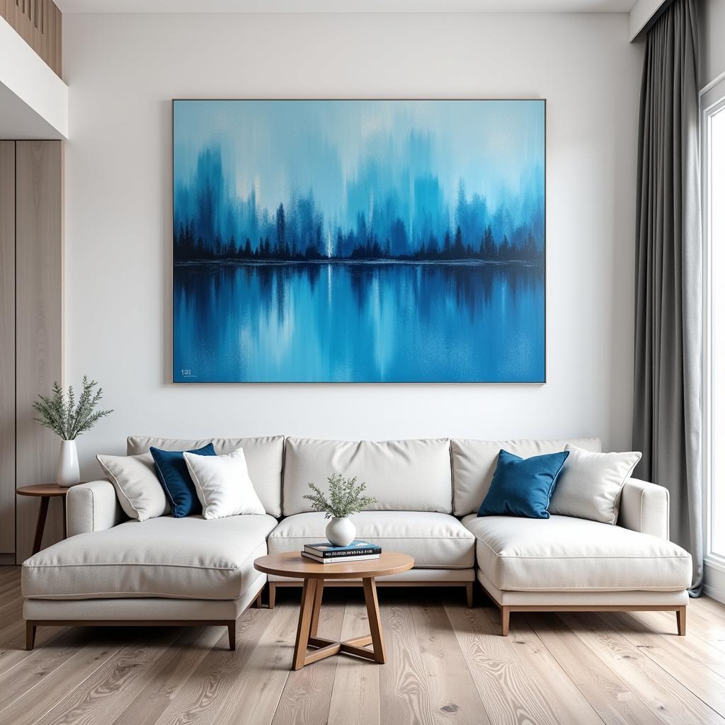 Blue Wall Art in a Living Room Setting