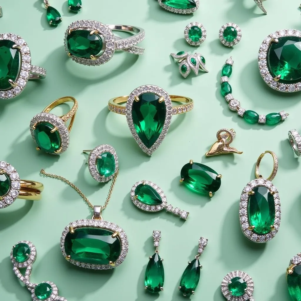 An exquisite collection of emerald jewelry showcasing intricate designs and craftsmanship