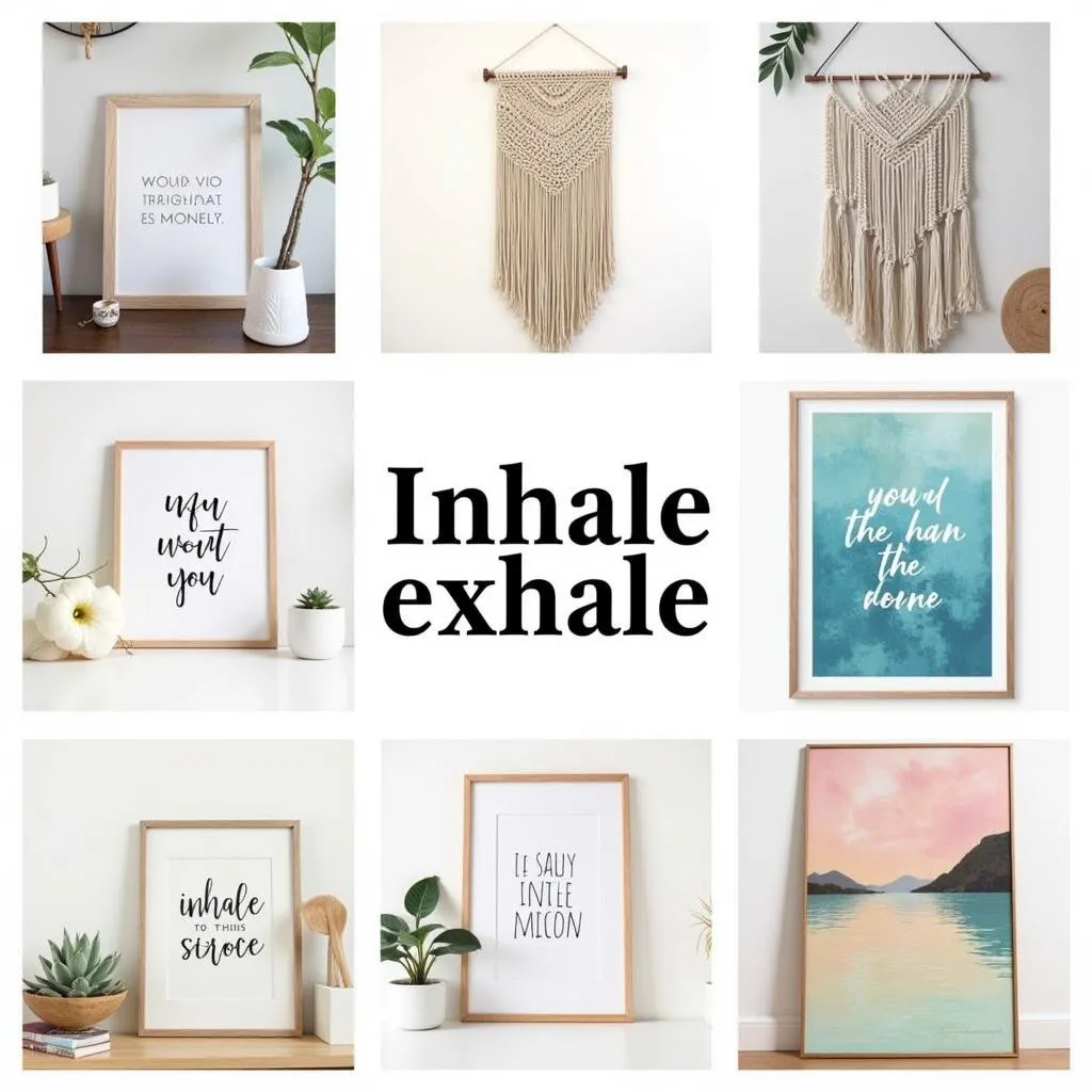 Collection of diverse inhale exhale wall art for home decor