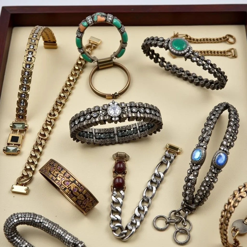 A collection of antique Art Deco bracelets