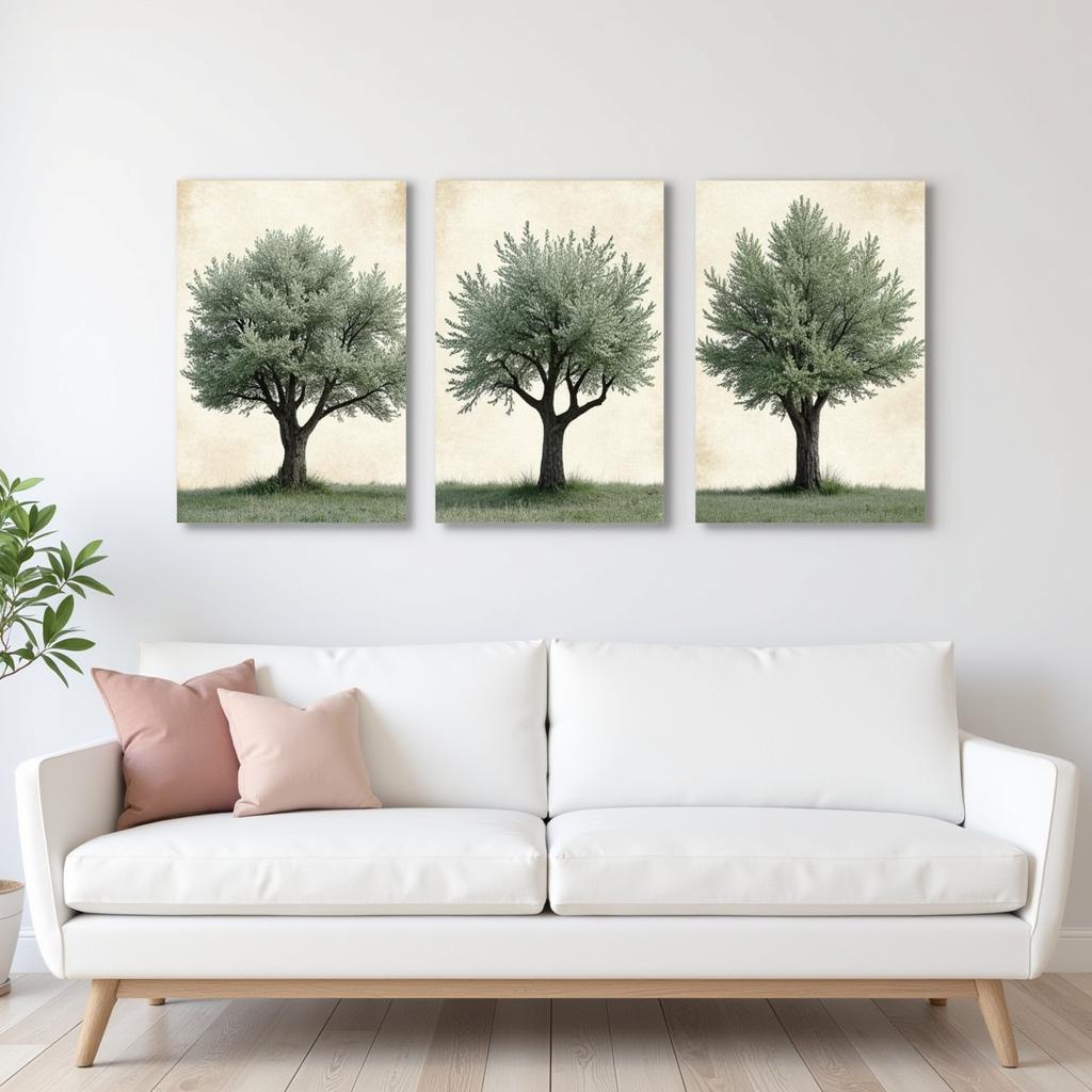 Modern Olive Tree Triptych