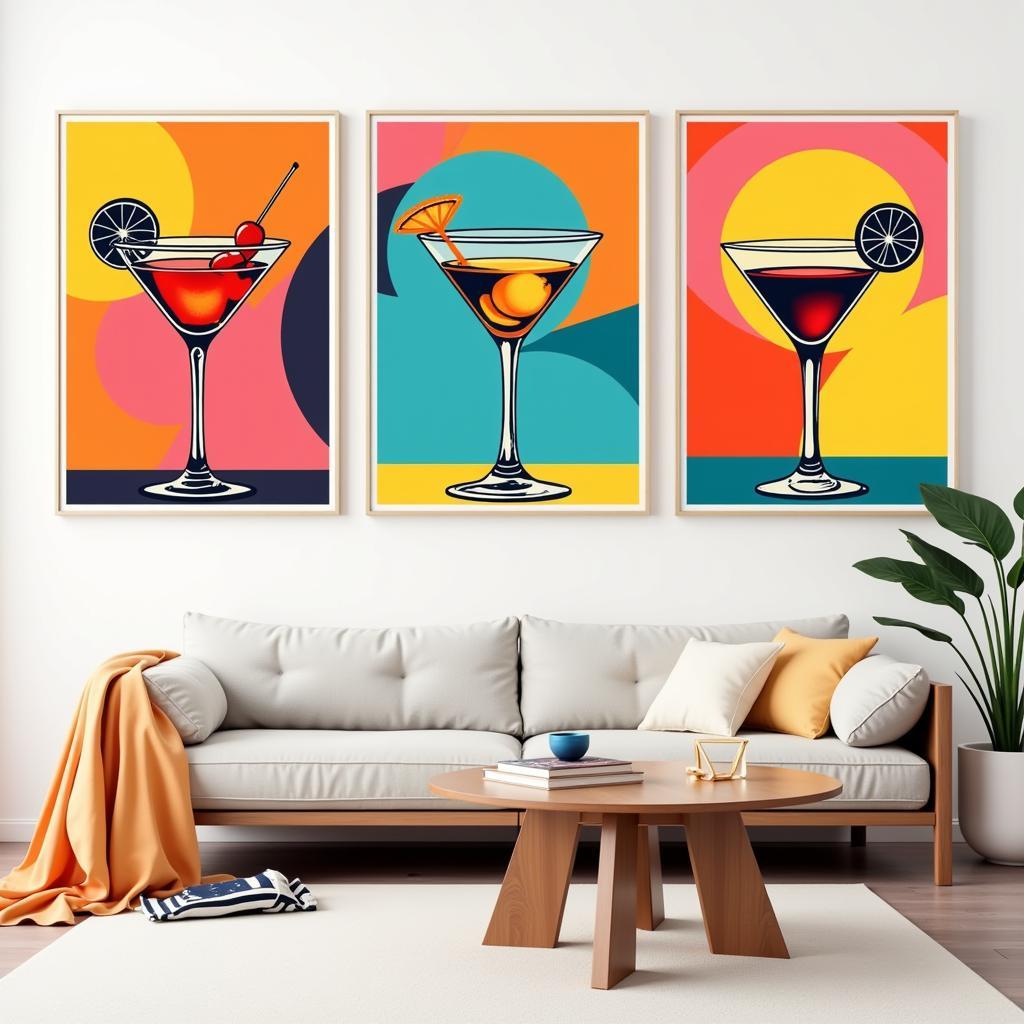 Bộ tranh cốc Martini phong cách Pop Art