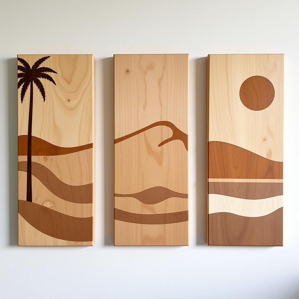 Wooden Panel Beach Wall Art Set